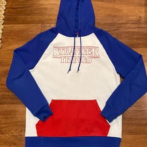 Color block hoodie featuring Stranger Things logo